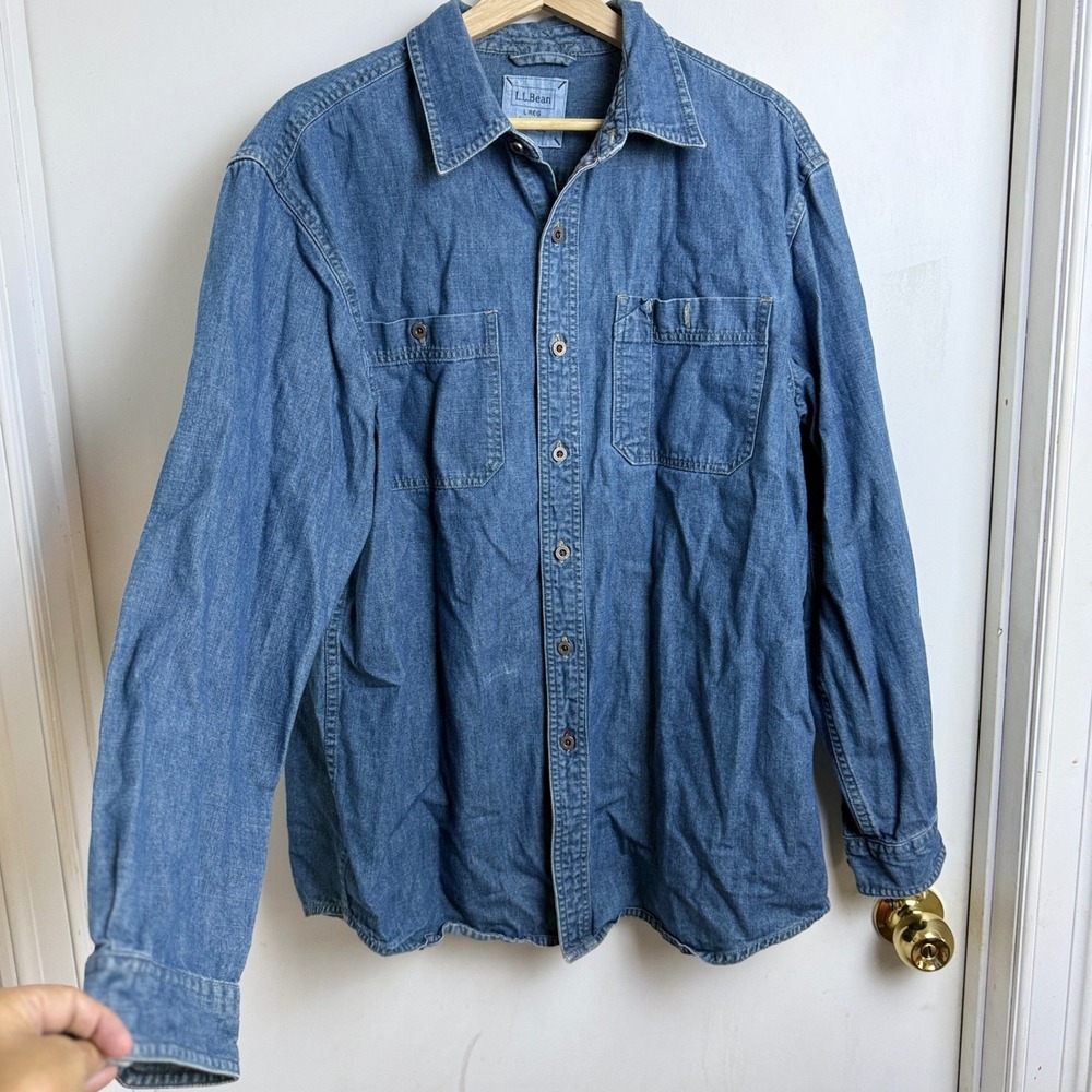 LL Bean Men Workwear Utility Shirt L Jean Long Sleeve Button Up Gorpcore Hiking